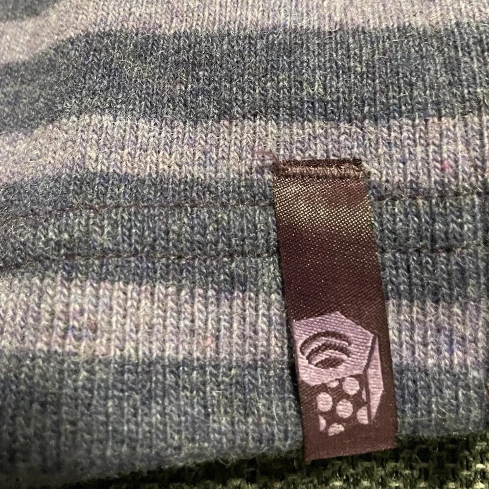 Mountain‎ Hardwear Wool Blend Mock Neck Pullover Sweater M Purple Striped Hiking